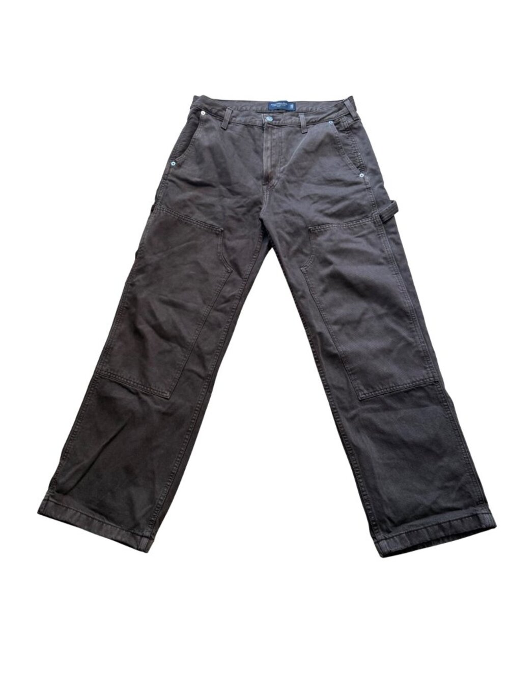 Abercrombie & Fitch Mens Brown Baggy Cargo Pants 30x30 Rigid Denim Made In Mexic